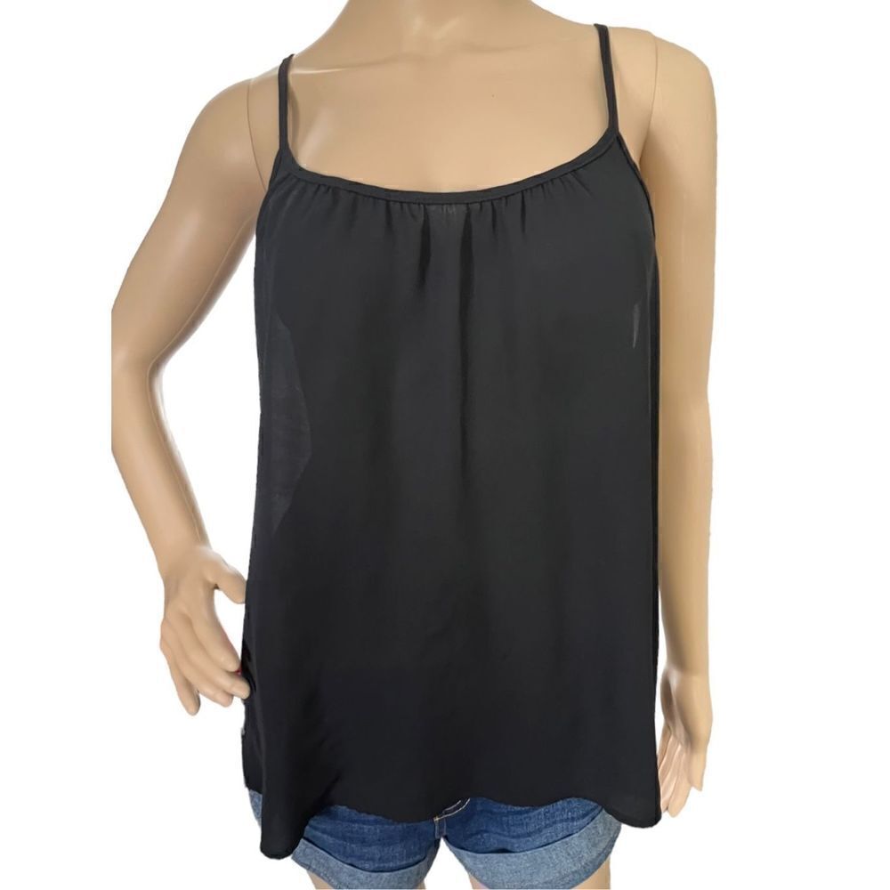 Active Black Spaghetti Strap Loose Fit, Razorback Blouse
